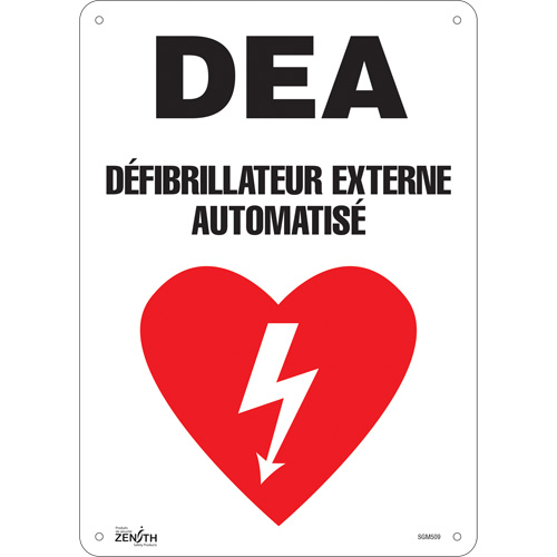 "DEA" Sign, 14" x 10", Plastic, French with Pictogram - Zenith Safety Products 