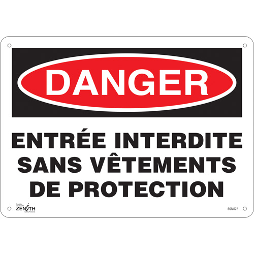 "Entr&eacute;e Interdite" Sign, 10" x 14", Plastic, French - Zenith Safety Products 
