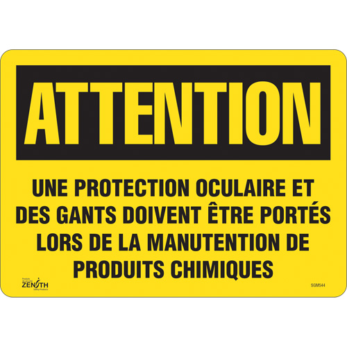 "Protection Oculaire" Sign, 10" x 14", Vinyl, French - Zenith Safety Products 