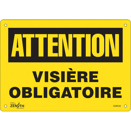 Enseigne Visi&egrave;re Obligatoire, 7" x 10", Plastique, Français - Produits de sécurité Zenith 