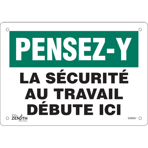 Enseigne La S&eacute;curit&eacute; au Travail, 7" x 10", Aluminium, Français - Produits de sécurité Zenith 