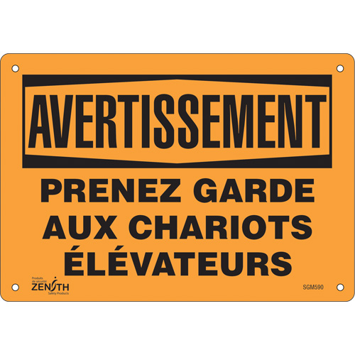 "Prenez Garde" Sign, 7" x 10", Plastic, French - Zenith Safety Products 