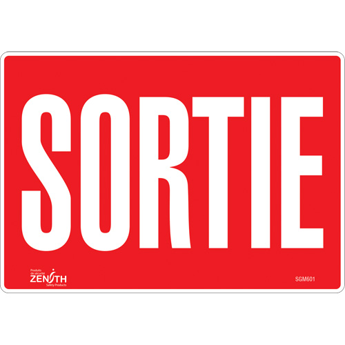 Enseigne Sortie, 7" x 10", Vinyle, Français - Produits de sécurité Zenith 
