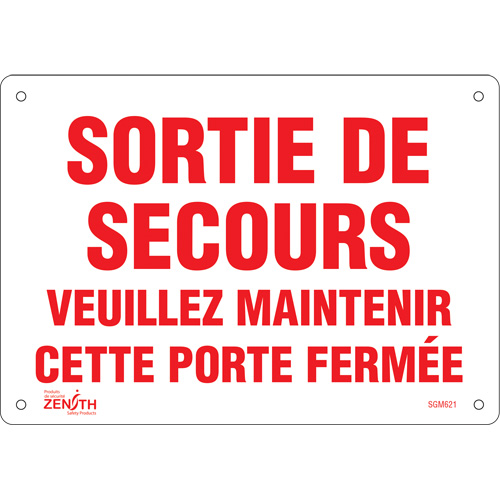 "Sortie De Secours" Sign, 7" x 10", Aluminum, French - Zenith Safety Products 