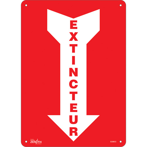 "Extincteur" Arrow Sign, 14" x 10", Plastic, French with Pictogram - Zenith Safety Products 