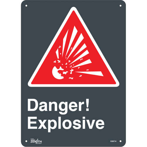 "Explosive" Sign, 14" x 10", Plastic, English with Pictogram - Zenith Safety Products 