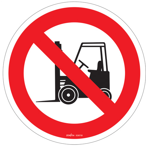 Enseigne de s&eacute;curit&eacute; conforme &agrave; la CSA - No Forklifts, 12" x 12", Vinyle, Pictogramme - Produits de sécurité Zenith 