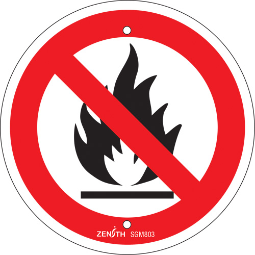 No Open Flames CSA Standard Safety Sign, 6" x 6", Plastic, Pictogram - Zenith Safety Products 