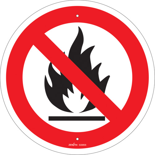 No Open Flames CSA Standard Safety Sign, 12" x 12", Plastic, Pictogram - Zenith Safety Products 