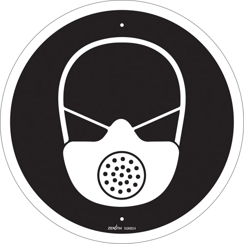Enseigne de s&eacute;curit&eacute; conforme &agrave; la CSA - Respiratory Protection Required, 12" x 12", Plastique, Pictogramme - Produits de sécurité Zenith 