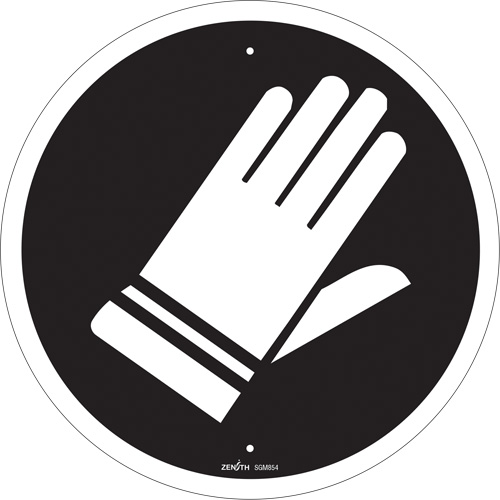 Hand Protection Required CSA Standard Safety Sign, 12" x 12", Plastic, Pictogram - Zenith Safety Products 