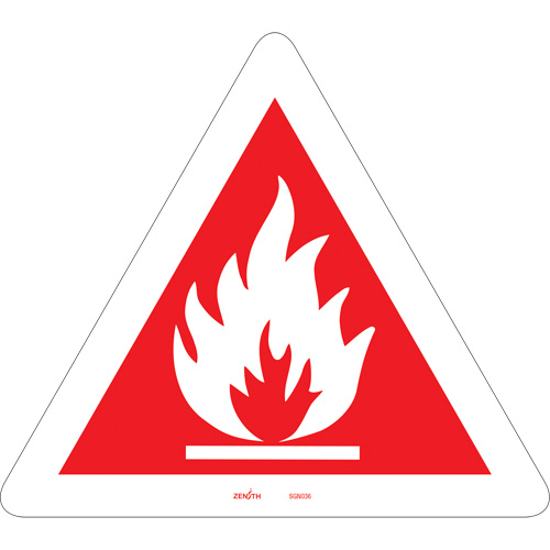 Enseigne de s&eacute;curit&eacute; conforme &agrave; la CSA - Flammable, 12" x 12", Vinyle, Pictogramme - Produits de sécurité Zenith 