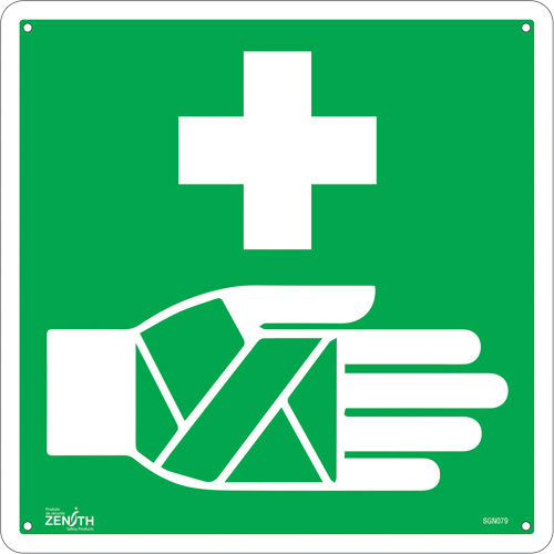 First Aid CSA Standard Safety Sign, 12" x 12", Plastic, Pictogram - Zenith Safety Products 