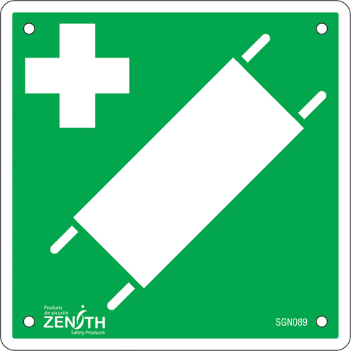 Enseigne de s&eacute;curit&eacute; conforme &agrave; la CSA - First Aid Stretcher, 6" x 6", Aluminium, Pictogramme - Produits de sécurité Zenith 