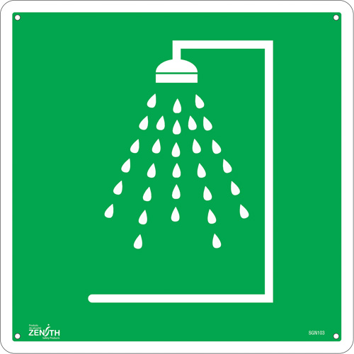 Enseigne de s&eacute;curit&eacute; conforme &agrave; la CSA - Emergency Shower, 12" x 12", Plastique, Pictogramme - Produits de sécurité Zenith 