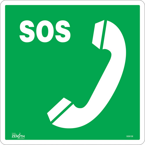 Emergency Telephone CSA Standard Safety Sign, 12" x 12", Vinyl, Bilingual with Pictogram - Zenith Safety Products 