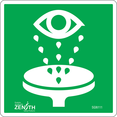 Enseigne de s&eacute;curit&eacute; conforme &agrave; la CSA - Eye Wash, 6" x 6", Vinyle, Pictogramme - Produits de sécurité Zenith 