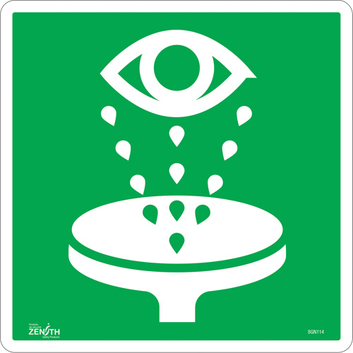 Enseigne de s&eacute;curit&eacute; conforme &agrave; la CSA - Eye Wash, 12" x 12", Vinyle, Pictogramme - Produits de sécurité Zenith 