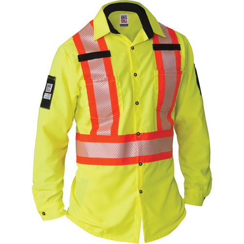 Ripstop High-Visibility Long Sleeve Shirt, Polyester, X-Large, High Visibility Lime-Yellow - Big Bill 144HVP-R-YEL-XL