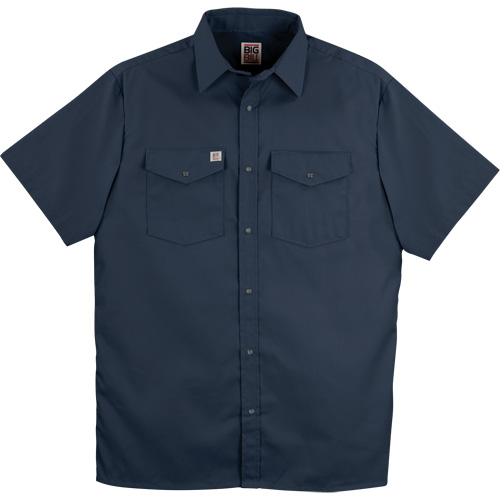 Chemise de travail &agrave; manches courtes en tissu crois&eacute; avec boutons-pression, Hommes, 5T-Grand, Bleu marin - Big Bill 237/OS-R-NAY-5X