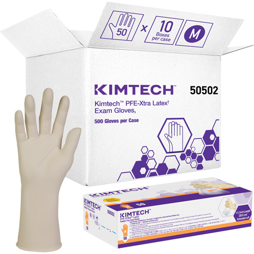 Kimtech XTRA-PFE Medical Gloves, Medium, Latex, 6-mil, Powder-Free, White, Class 2 - Kimberly-Clark 50502