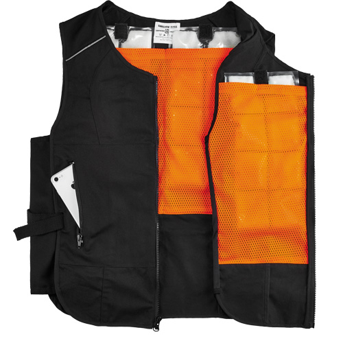 Veste de refroidissement &agrave; changement de phase l&eacute;g&egrave;re avec sachets 6260 Chill-Its, Petit/Moyen, Noir - Ergodyne 