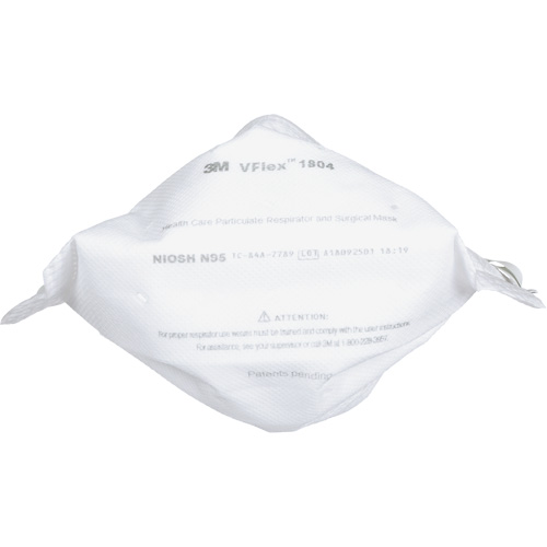 Respirateur et masque chirurgical VFlex contre les particules en sant&eacute;, N95, Certifi&eacute; NIOSH - 3M 1804