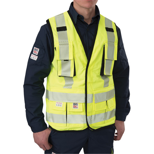 Ripstop Surveyor's Vest, High Visibility Lime-Yellow, X-Large, Polyester - Big Bill 648HVT-R-YEL-XL