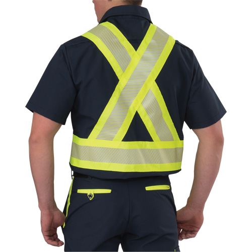 Ripstop High Visibility Short Sleeved Shirt, Polyester, X-Large, Navy Blue - Big Bill 134HVP-R-NAY-XL