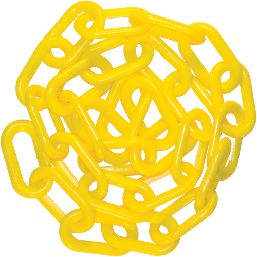 Plastic Chain Barrier, Yellow, 2" Link, 25' Length - Mr. Chain 50002-25