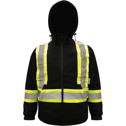 Chandail &agrave; capuchon haute visibilit&eacute;, Polyester, Noir, Petit - Viking 6420BK-S