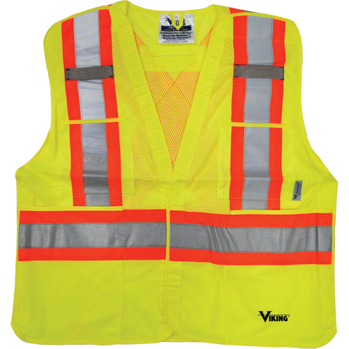 Safety Vest, High Visibility Lime-Yellow, Medium/Small, Polyester - Viking 6125G-S/M
