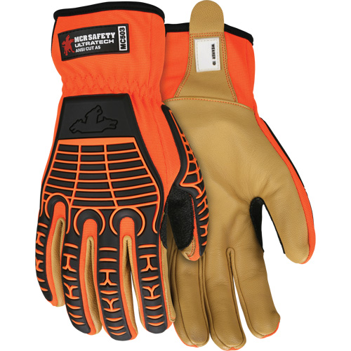 Gants antichocs Predator, T-Grand, Paume en Cuir fleur, Poignet Boucle et crochet - Mcr Safety PD2903XL