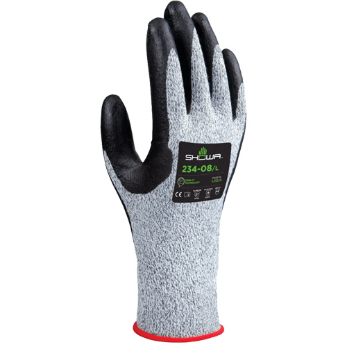 234 Cut Resistant Gloves, 8/Large, 15 Gauge, Foam Nitrile Coated, ANSI/ISEA 105 Level 4/EN 388 Level D - Showa 234L-08