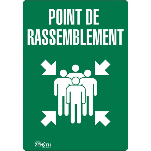 Enseigne Point de rassemblement, 14" x 10", Vinyle, Français avec pictogramme - Produits de sécurité Zenith 