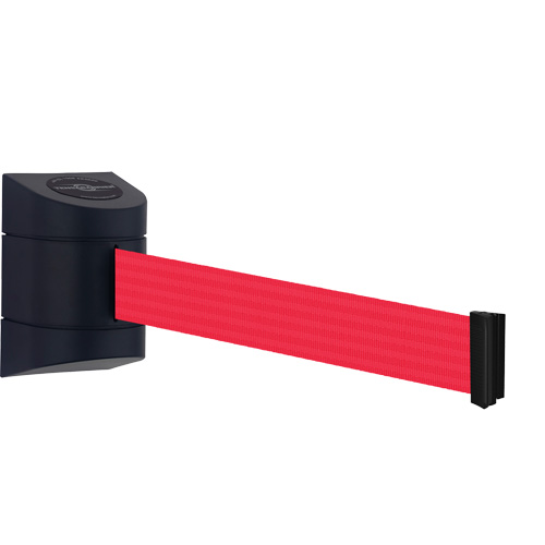 TensaBarrier&reg; Wall Mounted Unit, Plastic, Screw Mount, 30', Red Tape - Tensator 897-30-S-33-NO-R5X-C