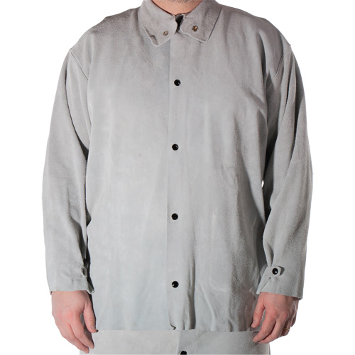 Veste de soudage en cuir de vache refendu, Cuir, Grand, Gris - Natpro G9030-L