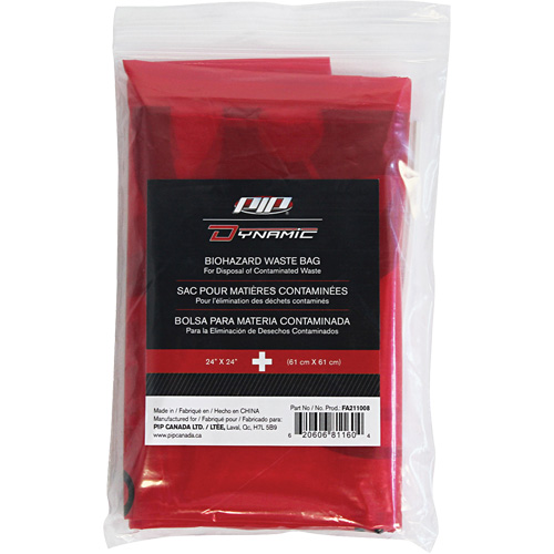 Dynamic Hazardous Waste Bags, Infectious Waste, 24" L x 24" W, 12 microns - PIP Global Safety FA21100850