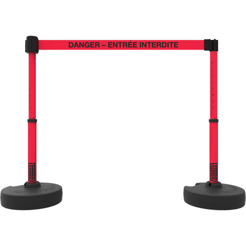 Plus Barrier Post Set, Plastic, 42" H, Red Tape, 15' Tape Length - Banner Stakes PL4247