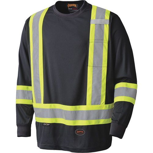 6997 Chandail de s&eacute;curit&eacute; &agrave; manches longues, Polyester, T-Grand, Noir - Pioneer V1051270-XL