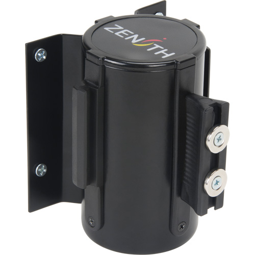 Barri&egrave;re &agrave; fixation murale avec ruban magn&eacute;tique, Acier, Fixation par vis, 7', Ruban Jaune - Produits de sécurité Zenith 