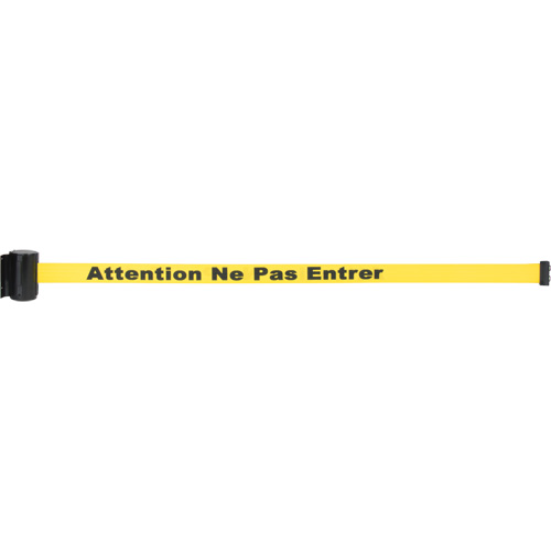 Barri&egrave;re &agrave; fixation murale avec ruban magn&eacute;tique, Acier, Fixation par vis, 7', Ruban Jaune - Produits de sécurité Zenith 