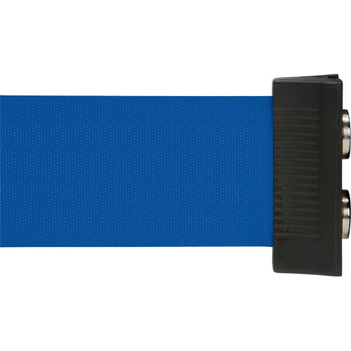 Barri&egrave;re &agrave; fixation murale avec ruban magn&eacute;tique, Acier, Fixation par vis, 7', Ruban Bleu - Produits de sécurité Zenith 