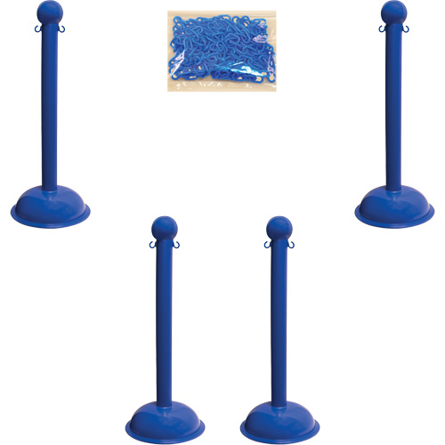 Trousse de poteaux et chaîne pour service lourd, Hauteur de 41", Bleu - Mr. Chain 71306-4