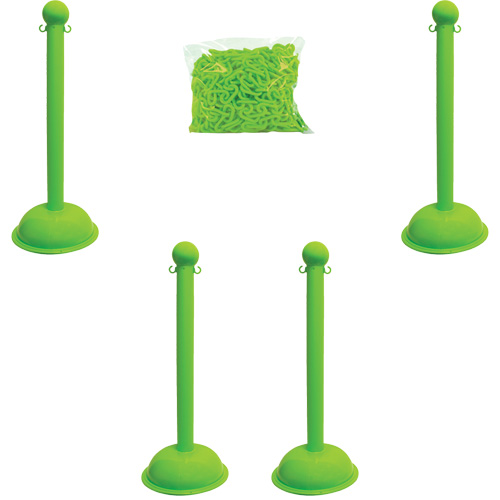 Heavy-Duty Stanchion & Chain Kit, 41" High, Green - Mr. Chain 71314-4
