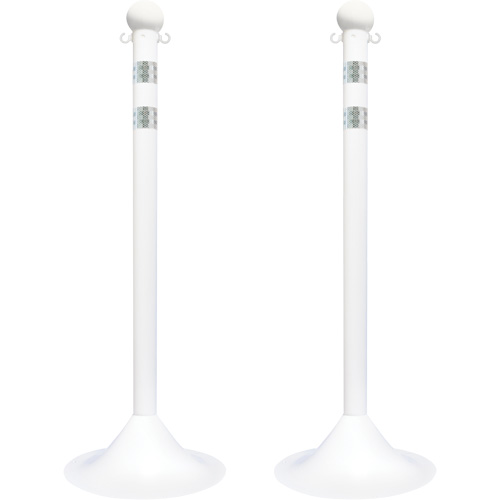 Light-Duty Reflective Stanchion Set, 41" High, White - Mr. Chain 91546-2