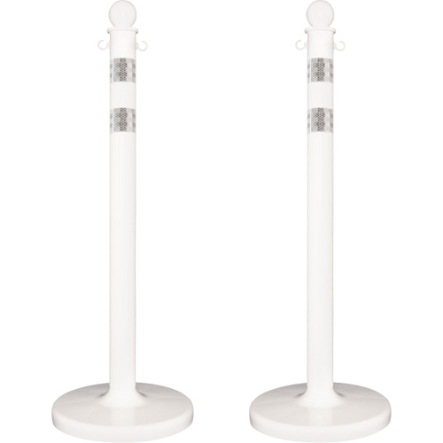 Medium-Duty Reflective Stanchion Set, 40" High, White - Mr. Chain 96446-2