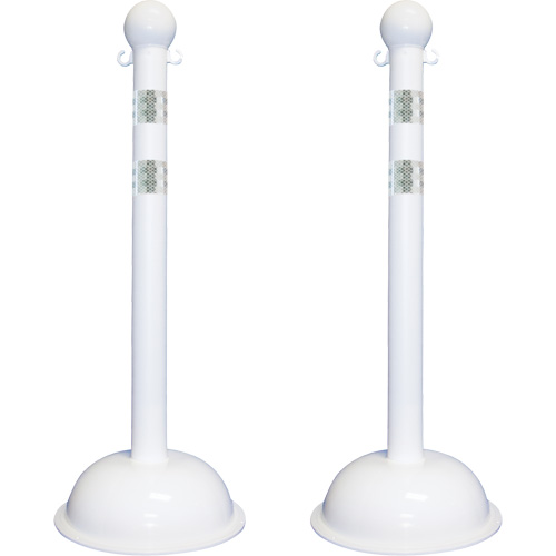 Trousse de poteaux r&eacute;fl&eacute;chissants pour service lourd, Hauteur de 41", Blanc - Mr. Chain 99946-2