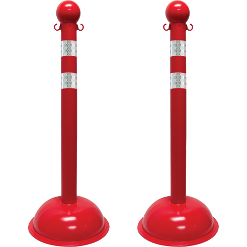 Heavy-Duty Reflective Stanchion Set, 41" High, Red - Mr. Chain 99951-2