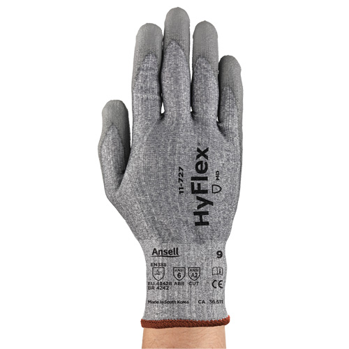 Gants r&eacute;sistant aux coupures HyFlex s&eacute;rie 11-727, 9, Calibre 15, Rev&ecirc;tement Polyur&eacute;thane, ASTM ANSI niveau A2/EN 388 niveau B - Ansell 11727090